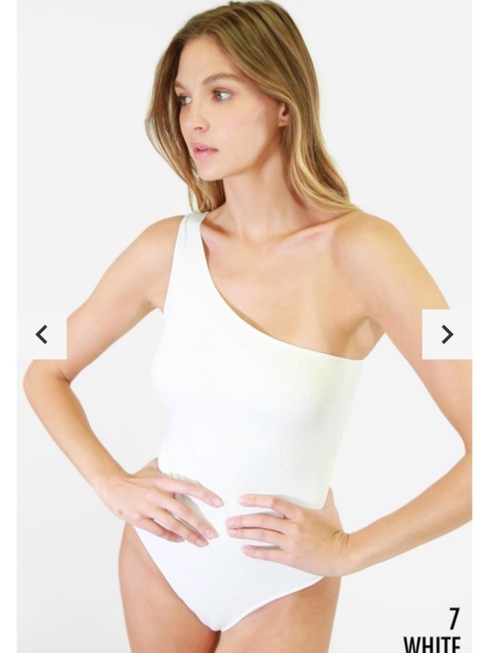 Nikibiki One-Shoulder Ribbed White Bodysuit